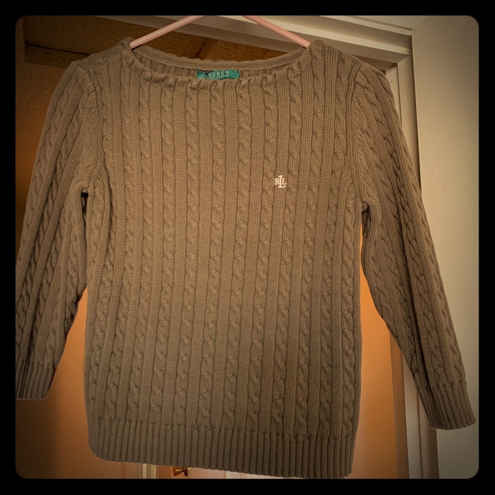 NWOT luxurious Ralph Lauren brown cable sweater.